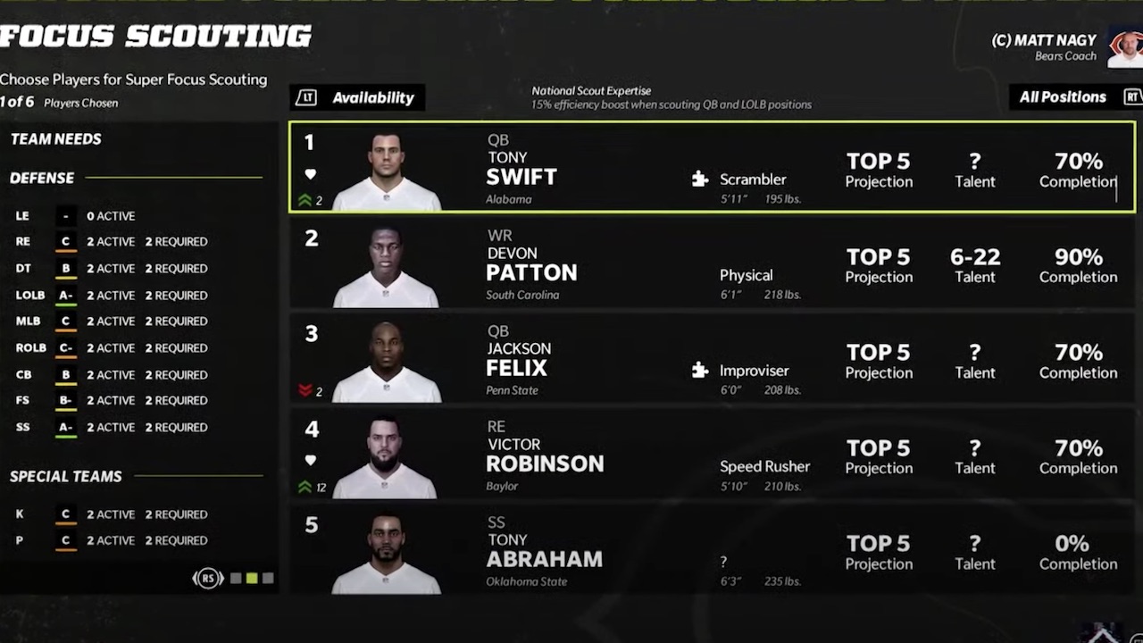 madden 22 franchise mode scouting screenshot from ea play live