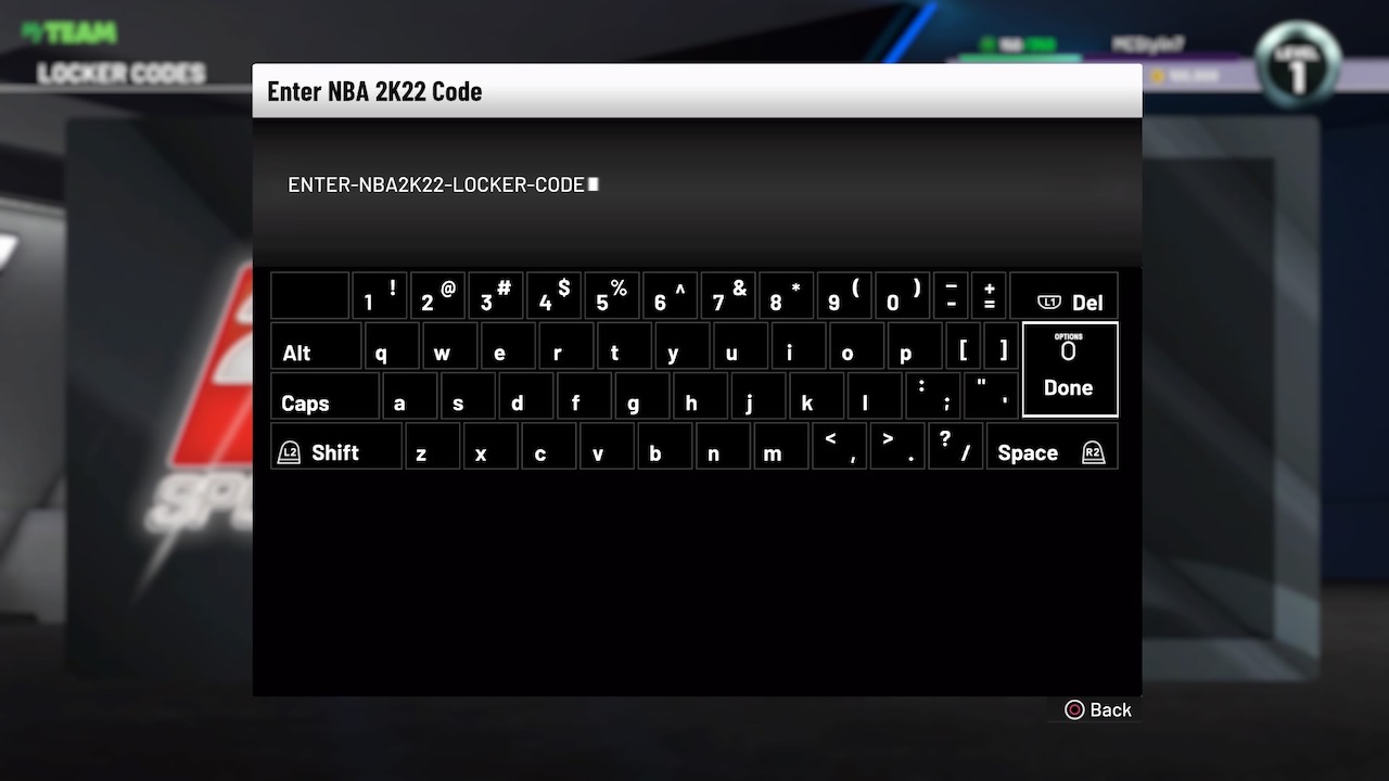 nba 2k22 locker codes entry screen