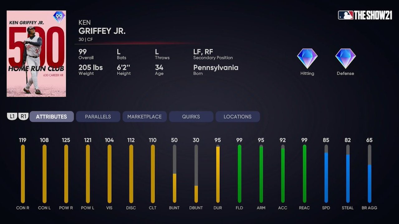 mlb the show 21 collections ken griffey jr milestone card
