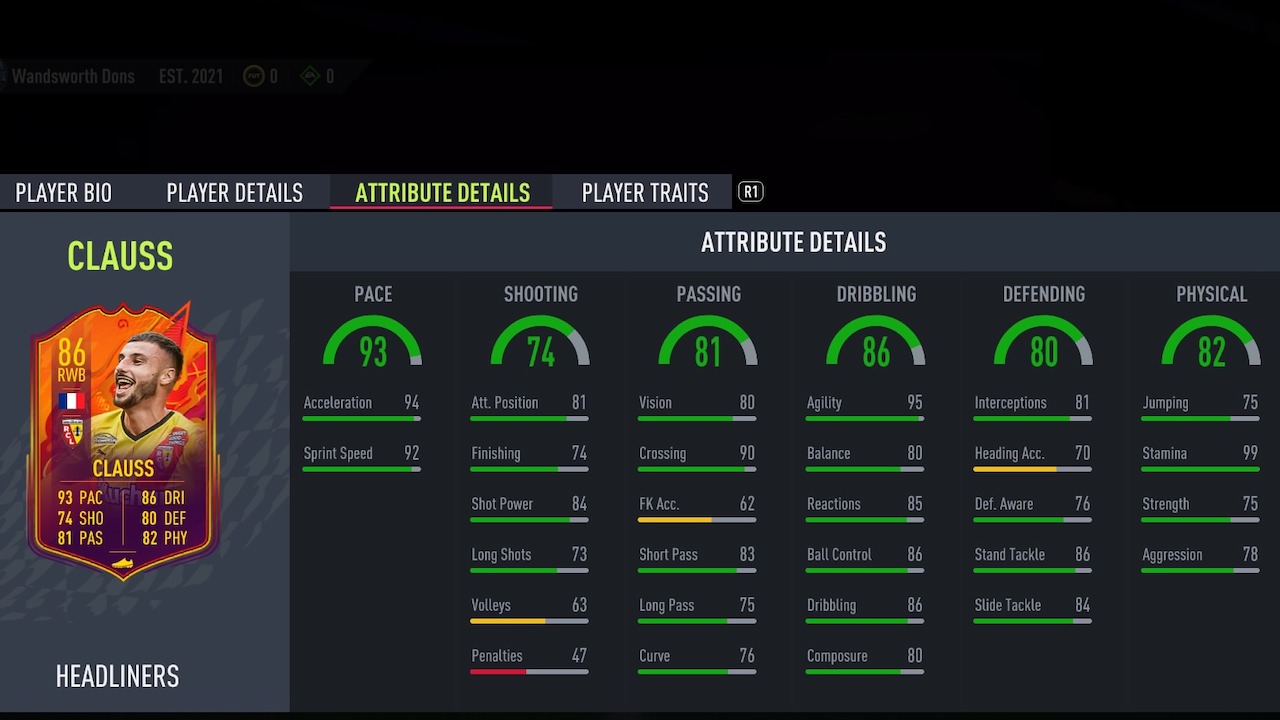 jonathan clauss fifa 22 headliners sbc attributes